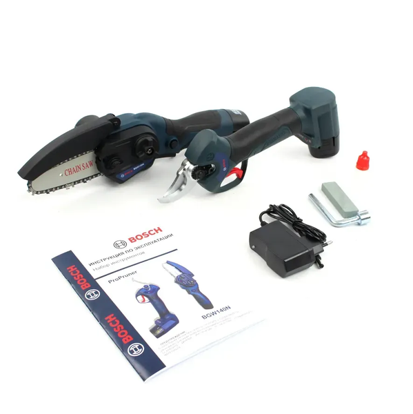 Акумуляторний набір 2в1 Bosch (міні-пила BGW140N + секатор ProPruner). АКБ набір 2в1 Бош Н01-047 фото
